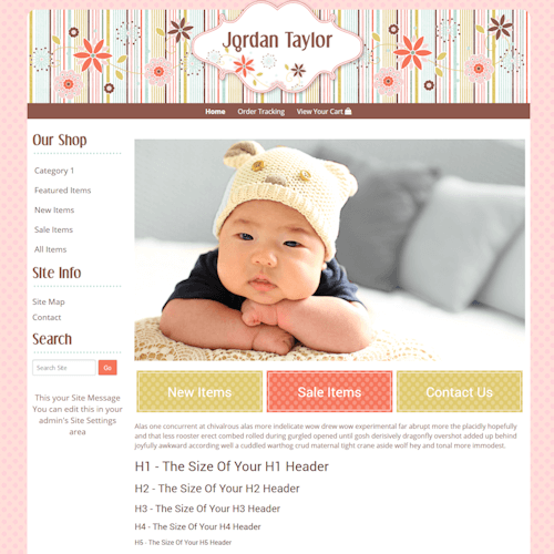 Jordan Taylor - Responsive-Cute boutique website template in pink, yellow green, brown and blue