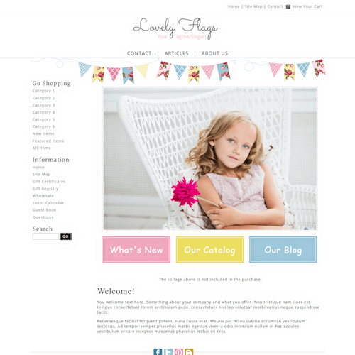 Lovely Flags - Responsive-pink, girly, banners, bunting, responsive, 